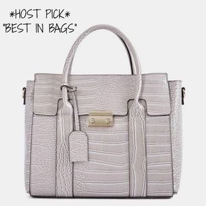 πHP!π MATTO Satchel in Light Grey Croc